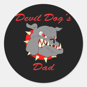 USMC Devil Dog's Dad Classic Round Sticker