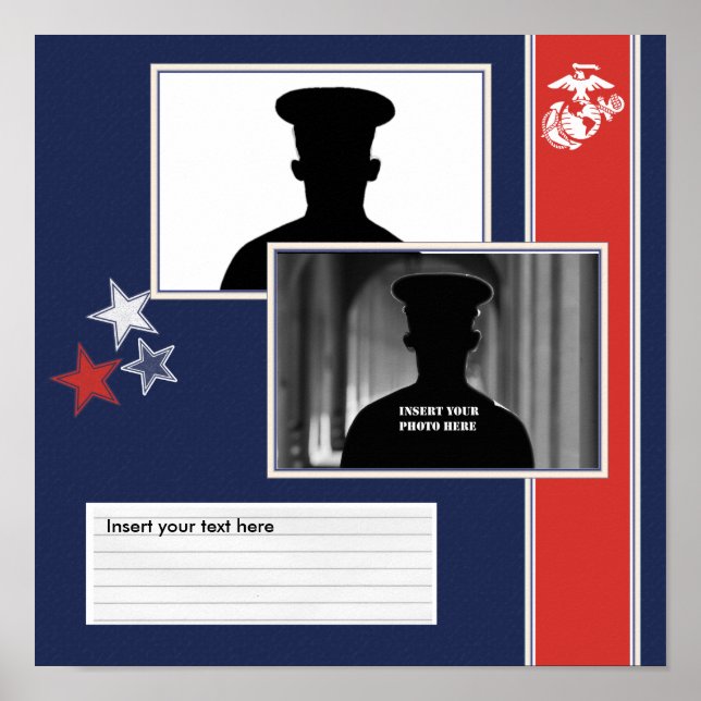 USMC Dress Blues Photo Collage Poster (Front)