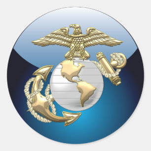 USMC Eagle, Globe & Anchor (EGA) [3D] Classic Round Sticker