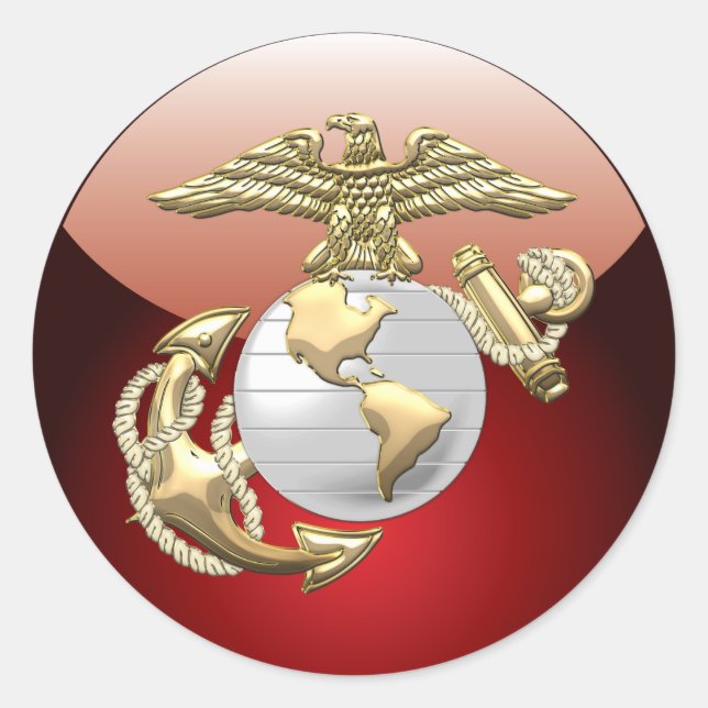 USMC Eagle, Globe & Anchor (EGA) [3D] Classic Round Sticker (Front)