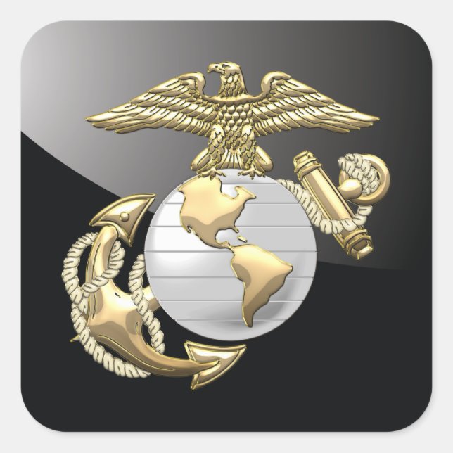 USMC Eagle, Globe & Anchor (EGA) [3D] Square Sticker (Front)