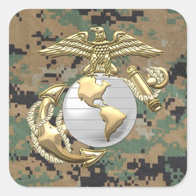 USMC Eagle, Globe & Anchor (EGA) [3D] Square Sticker (Front)