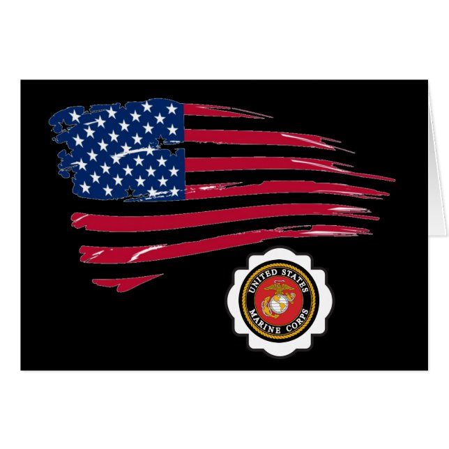 USMC Emblem and U S Flag (Front Horizontal)