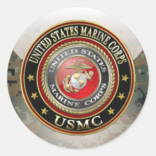 USMC Emblem [Special Edition] [3D] Classic Round Sticker