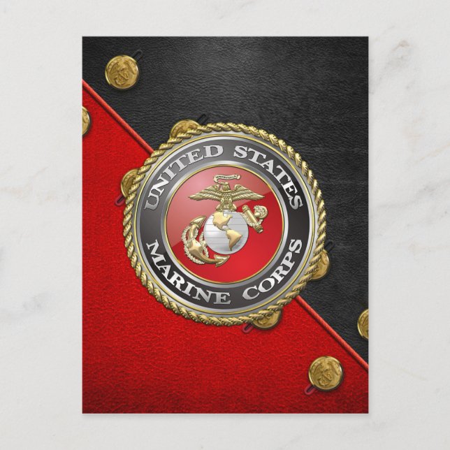 USMC Emblem & Uniform [3D] Postcard (Front)
