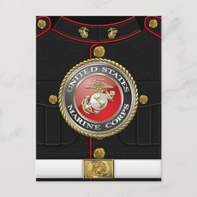 USMC Emblem & Uniform [3D] Postcard (Front)