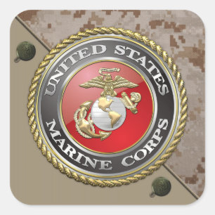 USMC Emblem & Uniform [3D] Square Sticker
