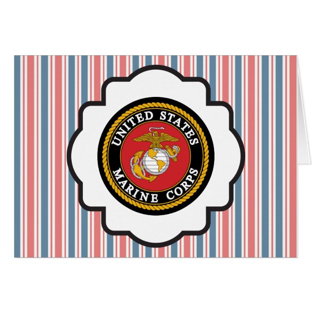 USMC Emblem with Red, White and Blue Stripes (Front Horizontal)