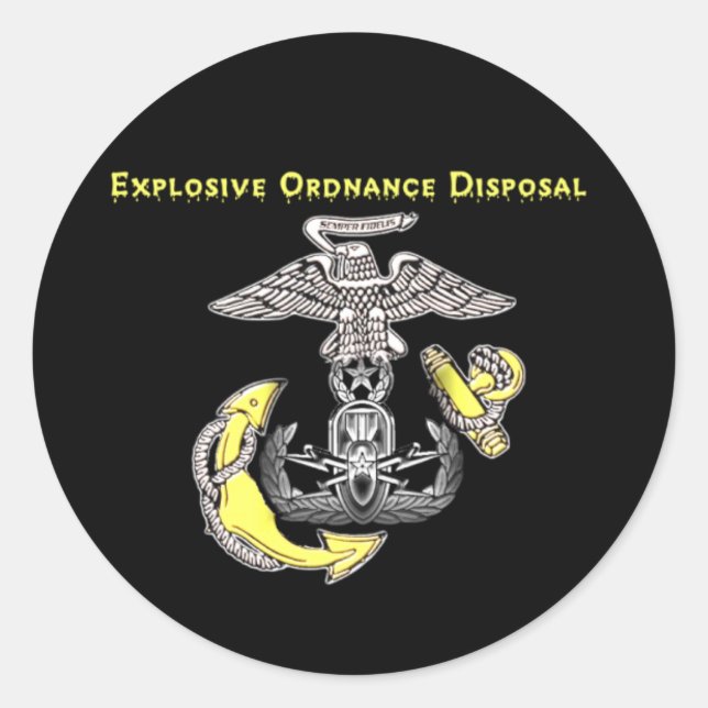 USMC EOD CLASSIC ROUND STICKER (Front)