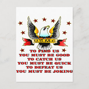 USMC Find Us Catch Us Defeat Us You Must Be Joking Postcard