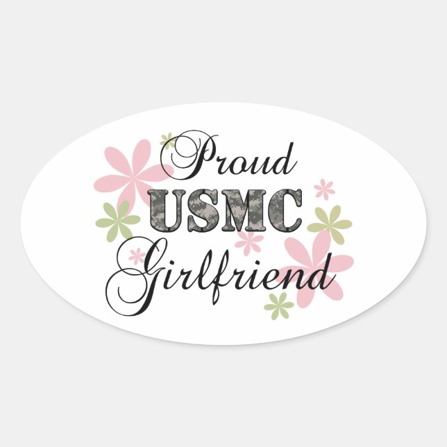 USMC Girlfriend [fl camo] Oval Sticker (Front)