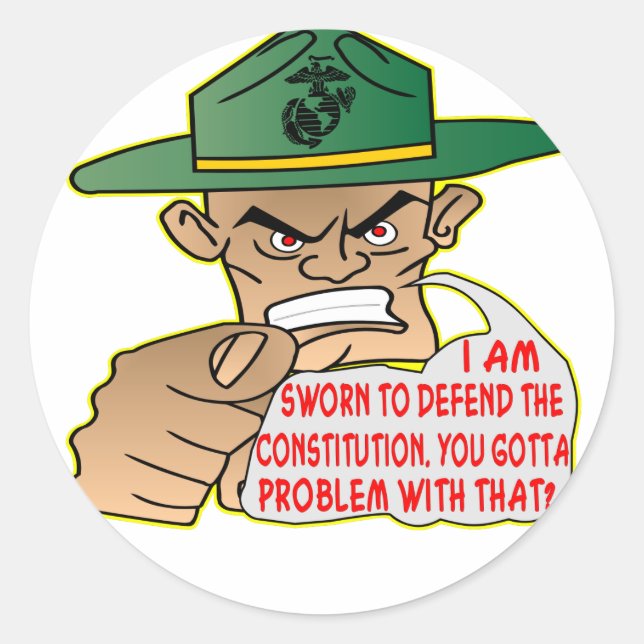 USMC I’m Sworn To Defend The Constitution Classic Round Sticker (Front)