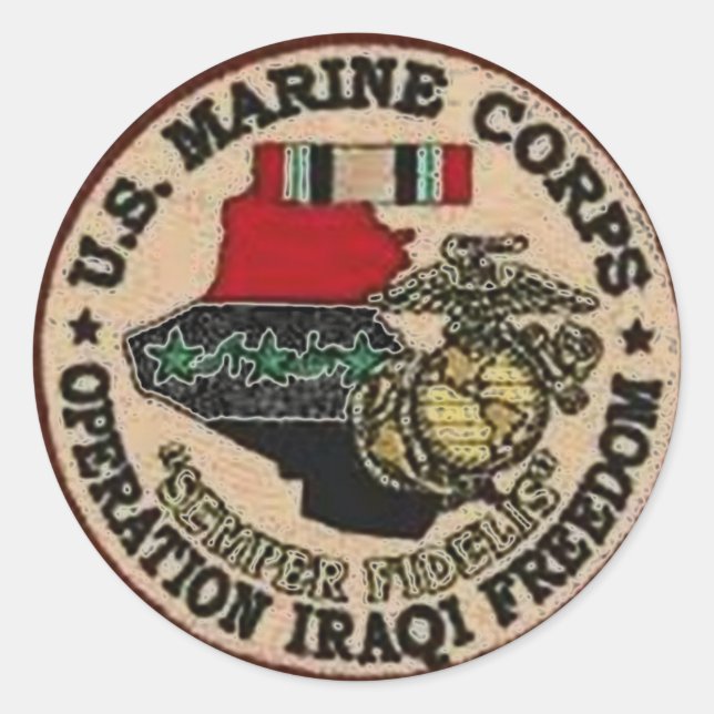 USMC IRAQ VETERAN CLASSIC ROUND STICKER (Front)
