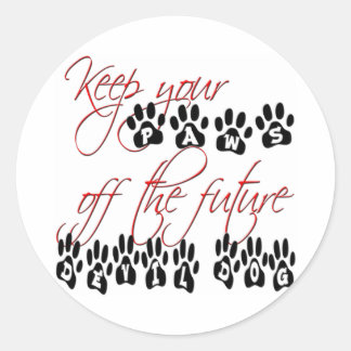 USMC Keep your paws off the future devil dog Classic Round Sticker