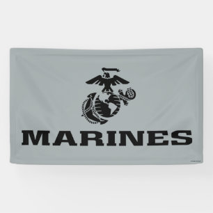 USMC Logo Stacked Black Logo Banner