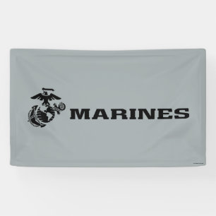 USMC Logo Stacked Black Logo Banner
