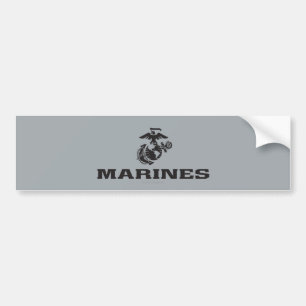USMC Logo Stacked Black Logo Bumper Sticker
