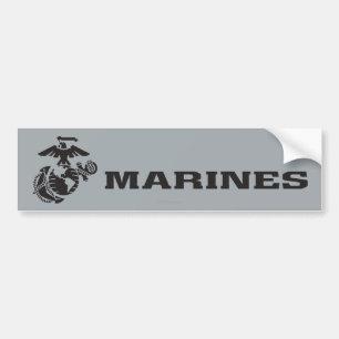 USMC Logo Stacked Black Logo Bumper Sticker
