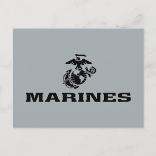 USMC Logo Stacked Black Logo Holiday Postcard