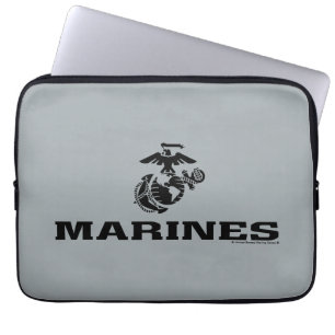 USMC Logo Stacked Black Logo Laptop Sleeve