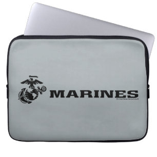 USMC Logo Stacked Black Logo Laptop Sleeve