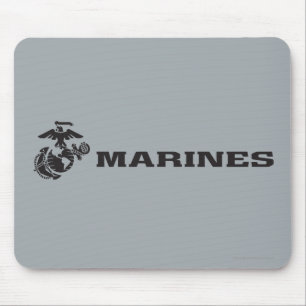 USMC Logo Stacked Black Logo Mouse Mat