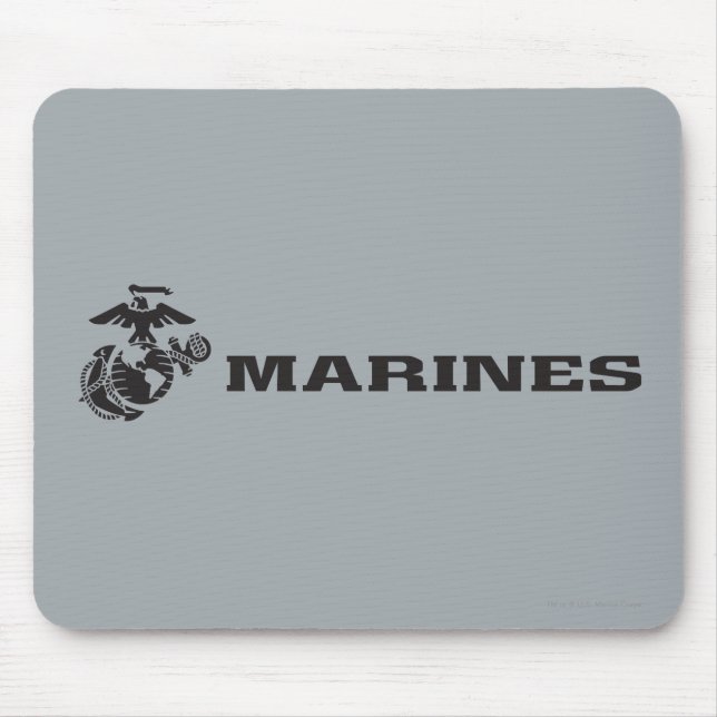 USMC Logo Stacked Black Logo Mouse Mat (Front)
