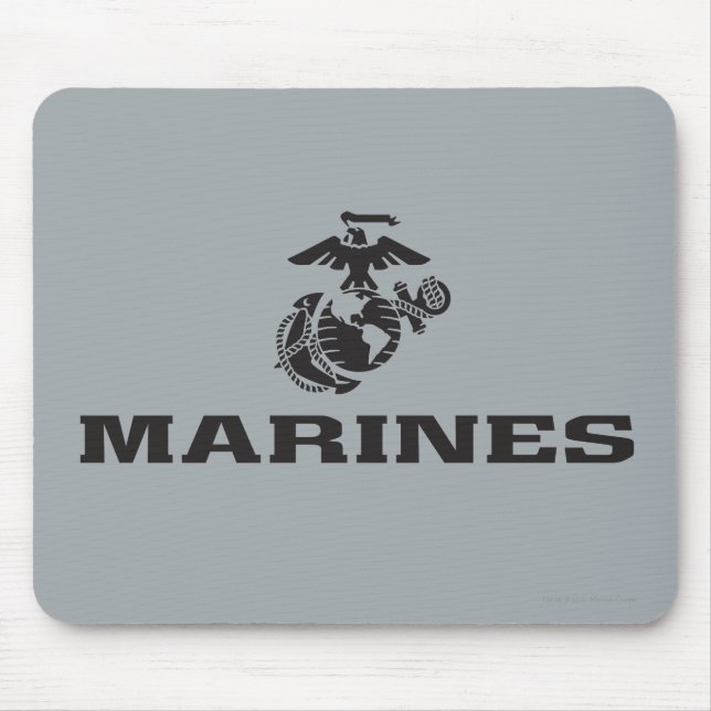 USMC Logo Stacked Black Logo Mouse Mat (Front)