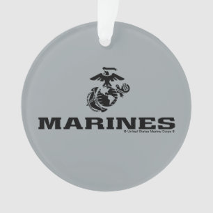 USMC Logo Stacked Black Logo Ornament
