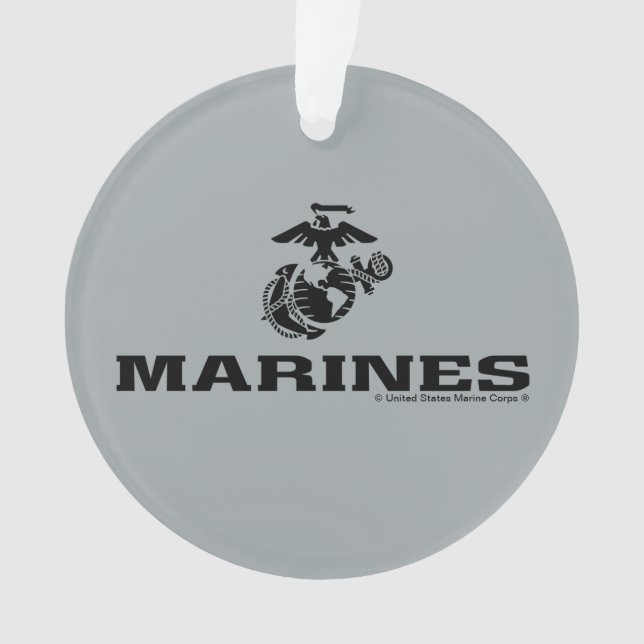 USMC Logo Stacked Black Logo Ornament (Front)