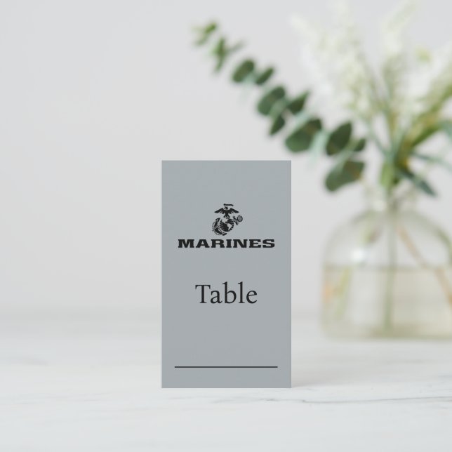 USMC Logo Stacked Black Logo Place Card (Standing Front)