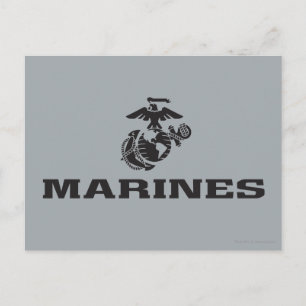 USMC Logo Stacked Black Logo Postcard