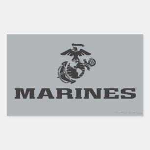 USMC Logo Stacked Black Logo Rectangular Sticker
