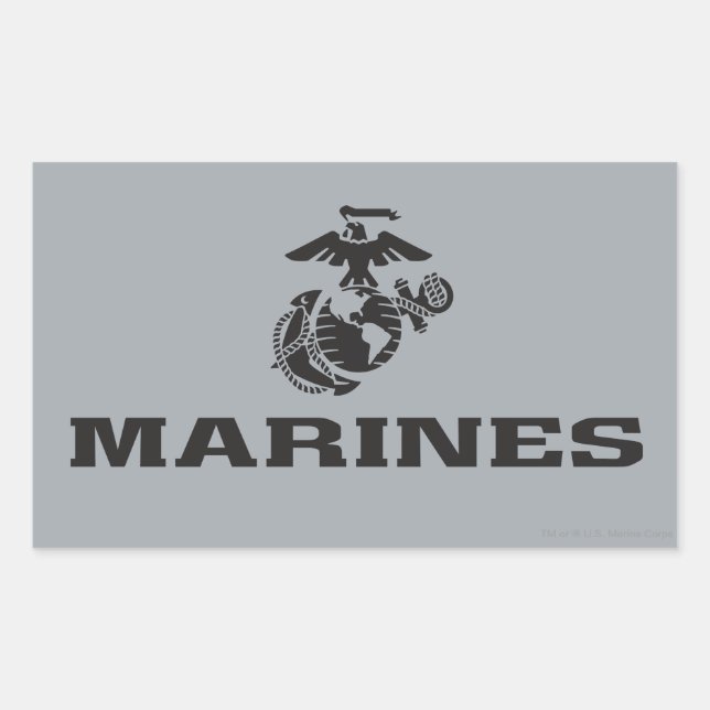 USMC Logo Stacked Black Logo Rectangular Sticker (Front)