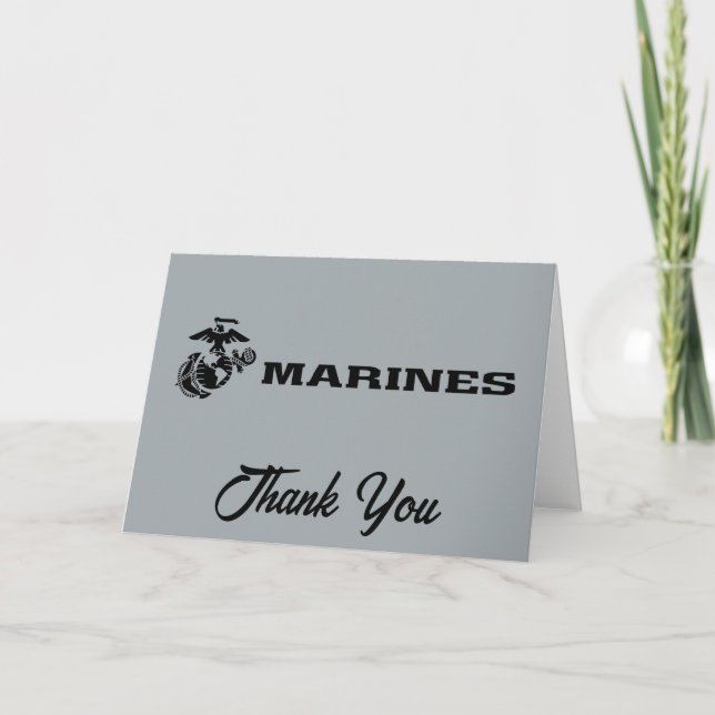 USMC Logo Stacked Black Logo Thank You Card (Front)