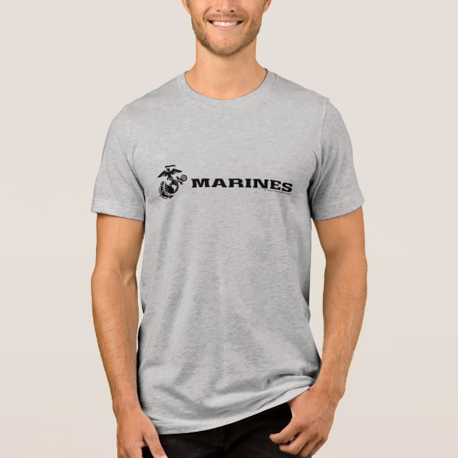 USMC Logo Stacked Black Logo Tri-Blend Shirt (Front)