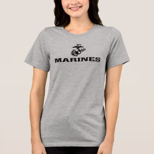 USMC Logo Stacked Black Logo Tri-Blend Shirt