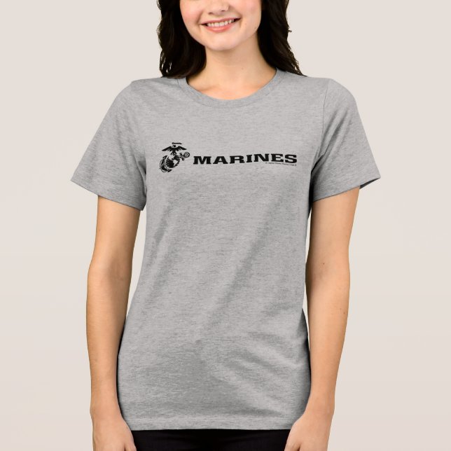 USMC Logo Stacked Black Logo Tri-Blend Shirt (Front)