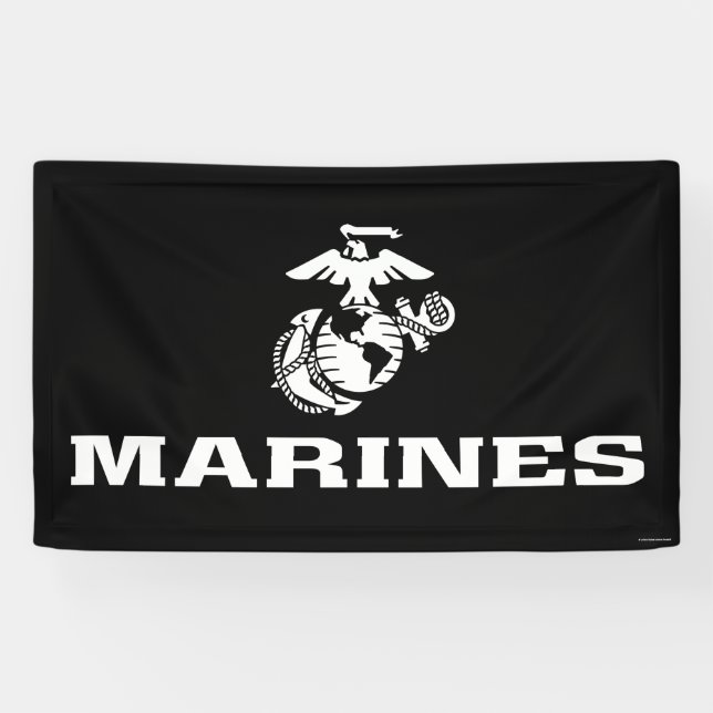 USMC Logo Stacked - White Banner (Horizontal)
