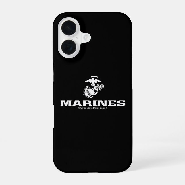USMC Logo Stacked - White iPhone 16 Case (Back)