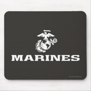 USMC Logo Stacked - White Mouse Mat