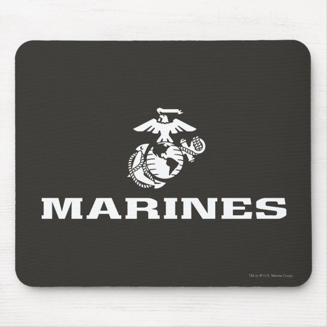USMC Logo Stacked - White Mouse Mat (Front)