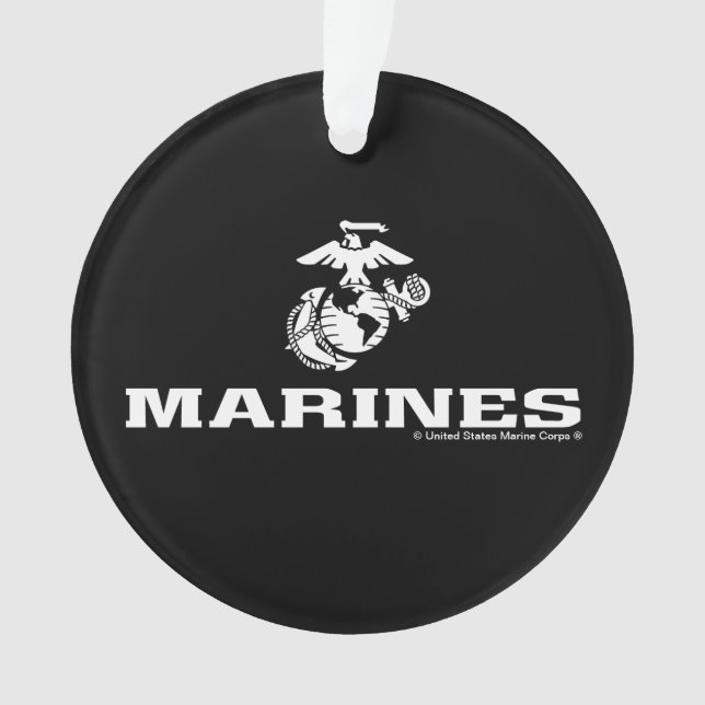 USMC Logo Stacked - White Ornament (Front)