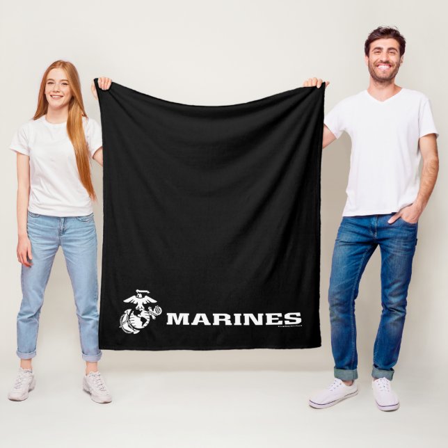 USMC Logo - White Fleece Blanket (In Situ)
