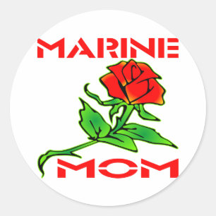 USMC Marine Mum Rose Classic Round Sticker