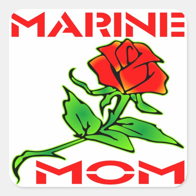 USMC Marine Mum Rose Square Sticker (Front)