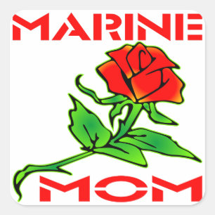 USMC Marine Mum Rose Square Sticker
