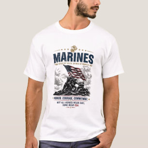 USMC Marines Forged By Valour American Flag EGA Me T-Shirt