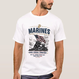 USMC Marines Forged By Valour American Flag EGA Me T-Shirt