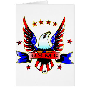 USMC Old School Red White & Blue Eagle Tattoo